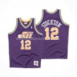 Maillot Utah Jazz John Stockton NO 12 Mitchell & Ness 1991-92 volet
